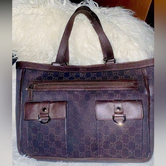 Abbey GG Canvas D Ring Pocket Tote Brown - Picture 5 of 8